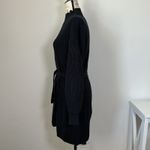 Maeve Anthro Long Sleeve Mock-Neck Tie-Waist Mini Dress Black Belted XS Photo 2