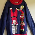 Tipsy Elves  Festive Blue and Red Sweater 100% Acrylic Size S Photo 2