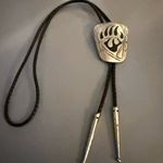 LN Hopi Native American Bear Paw Bolo Tie Silver Photo 4