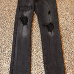 American Eagle Outfitters Womens Skinny Jeans Black Extreme Flex Distressed Hem Photo 0