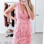 Alice + Olivia Eyelet Lace Blossom Pink Zula Sleeveless Sheath Mini Dress Photo 2
