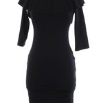 ZARA  Black Ruffle Off The Shoulder Dress Size M Medium Stretchy Knit Bodycon Photo 0