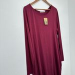 Peruvian Connection Stretch Jersey Knit Scoopneck Purple Red Longsleeve Dress Photo 1