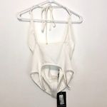 Pretty Little Thing NEW NWT Woven Cross Front Cutout Stirrup Hem Top Cream Ivory 8 Photo 2