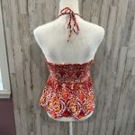 Old Navy  Floral Crinkle Babydoll Halter Top Pink Y2K Beachy Summer Womens Medium Photo 3