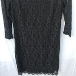 Dana Buchman NWOT 10  Formal Floral Little Black Dress Long Sleeve Women’s Photo 3
