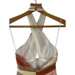 Cinq à Sept Eileen Silk Georgette Colorblock Halter Gown Pink Peach Size 2 Orange Photo 5