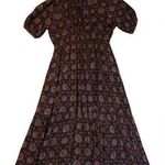 Anthropologie Celina Moon Merlot Red Boho Smocked Midi Dress Size Medium Photo 0