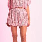 Endless Rose  NWT Pink Sequins Puff Sleeve Cropped Top Photo 0