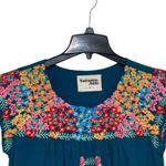 Savanna Jane Dress Teal Floral Embroidered Cap Sleeve Women's Size Small Photo 1