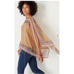 J.Jill 💕💕 Mixed-print Two-way Poncho ~ Light Tigers Eye Paisley One Size NWT Photo 2