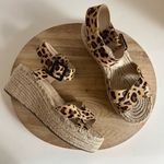 Sole Society Animal Print Cow Hair Buckle Ankle Wedge Sandal USA Made 10 Photo 11