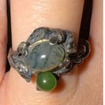 Artisan VINTAGE Moss Agate 925 Sterling Silver Brutalist Ring Sz. 5.25 Gemstone Photo 3