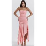 House Of CB  Ivana Gathered Asymmetric Dress in Apricot Size Medium Photo 9
