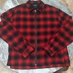 The Kooples  Red and Black Checkered Plaid Zip Shirt Jacket Women’s Sz L Photo 0