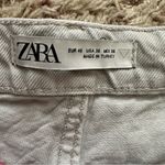 ZARA High Waisted Frayed Raw Hem Button Fly Straight Denim Jeans Pants Size 36 Photo 2
