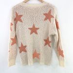Newbury Kustom Boutique Women's Star Knit Pullover Sweater Cream Orange size Small Photo 4