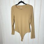 Nuuds Bodysuit Long Sleeve Beige Sz L 620 Tan Size L Photo 5