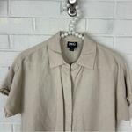 I.N.C. Neutral Linen Blend Boxy Short Sleeve Button Front Top Size XS Tan Photo 2