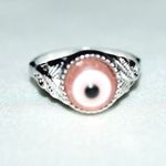 Source Unknown Alluring Pink (Love) Evil Eye Silver Tone Metal Etched Band Sizes 7 & 9 Ring Photo 1