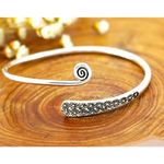 Boutique NEW Unisex‎ Engraved Geometric 925 Sterling Silver Cuff Bracelet, Adjustable Photo 8