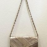 ELLIOTT LUCCA “Navarre” Champagne Metallic Woven Leather Clutch Chain Strap Bag Photo 6