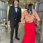 Flowy Red Prom Dress Size 4 Photo 2