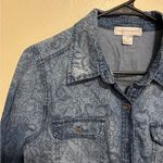 Christopher & Banks  Floral Chambray Button Shirt Size Medium Photo 3