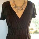 Mossimo dark brown V neck knit Grecian goddess dress short flutter sleeves Photo 3