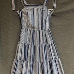 Monteaux LA small blue white striped sundress with shoulder ties tiered dress Photo 0