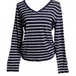 Tommy Hilfiger XLL Navy and Baby Pink Long Sleeve  Basic Striped Tee Preppy Photo 0