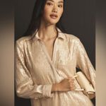 Anthropologie ’s Pilcro Longsleeve Sequin Mini Shirt Dress in Ivory - New! Photo 3