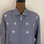 Vintage seersucker gingham bomber embroidered and embellished stars size 10 White Photo 4