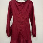 Princess Polly NWT  Villa Burgundy Tie Wrap Ruffle Square Neck Mini Dress- Size 4 Photo 5