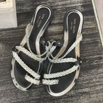 Kate Spade  Black & Silver Braided Flat Strappy Sandal Shoes 9 Photo 2
