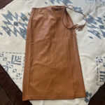MOTHER Denim Mother it’s a wrap tan faux leather midi wrap skirt L Photo 11