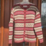 Vintage Crystal Kobe Shetland Wool Sweater Nordic Red Fair Isle Womens Small Photo 1
