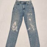 Garage denim vintage wash straight leg distressed jeans Photo 2