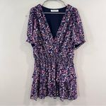 Amanda Uprichard  Purple Blue Geometric Tiered Ruffle Dress LARGE‎ Photo 3