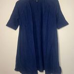 Eileen Fisher Organic Cotton Linen Knit Short Sleeve Open Cardigan XS Indigo Photo 3