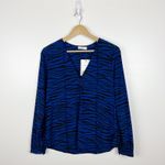 ALC Frank NWT‎ ALC Womens Kirk Silk Top in Blue/Black Zebra Sz 4 Office Career Lightweight Photo 2