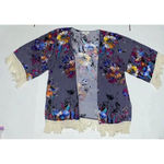 Umgee Cardigan Size M Colorful Fringe Sleeves 3/4 Women Photo 1