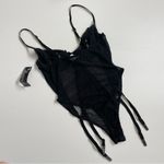 Escante Nighty Bodysuit Garter Belt Bra Underwire Sheer Mesh Netting Ruffle Belt Black Size L Photo 7