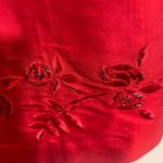 Ann Taylor VTG 90’s Red Silk Shantung Spaghetti Strap Dress w/Embroidery Rachel Photo 8