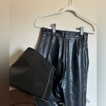 White Fox Boutique  Faux Leather Contrast Stitch Pants Sz‎ Small Straight Leg Photo 5