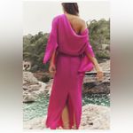 ZARA NWT  Woman SS24 Satin Effect Open Back Dress Magenta, Sz Small Photo 5