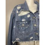 Highway Jeans  Jacket Womens 2X Distressed Cropped Raw Hem Trucker VD703E1MCK Photo 3