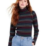 La Ligne x Target Blue Long Sleeve Ribbed Turtleneck Multicolor Rainbow Stripe S Photo 0
