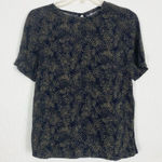 Sag Harbor Vintage Black & Green Leaf Pattern T-shirt Blouse Photo 0