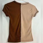 Rue 21 Two tone stitched baby doll T-shirt brown and tan cropped top Photo 5